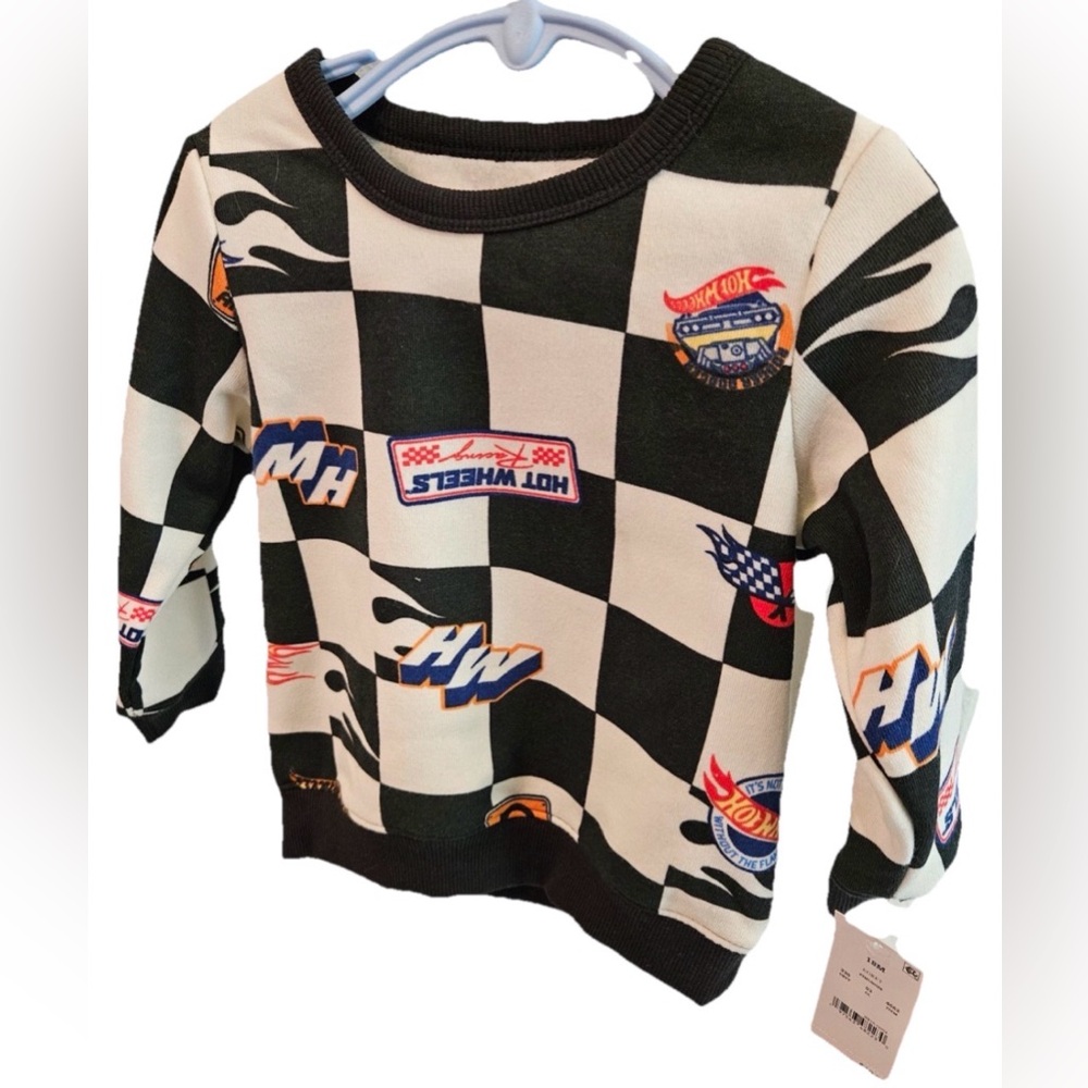 Hot Wheels Checkered Toddler Sweatshirt size 18 Months (Zara Kids) NWT